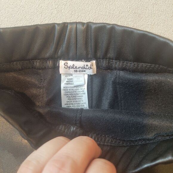 Splendid Baby Black Faux Leather Pants Size 12-18 months - Picture 2 of 5